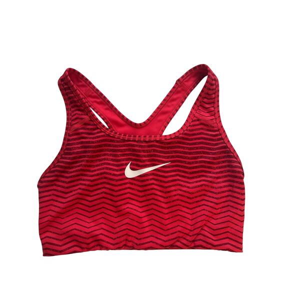 Nike Sports Bra Size Small Red Striped Dri-Fit Swoosh Athleisure Gym Running - Picture 1 of 6